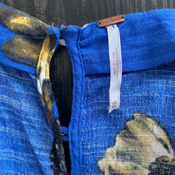 NWOT Free People blue ruffle tie front romper - Picture 6 of 8